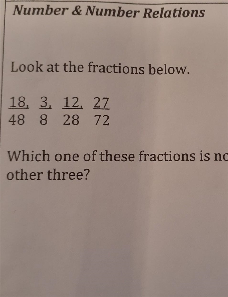 Look at the fractions below. which one of these fractions is not equivalent to the-example-1