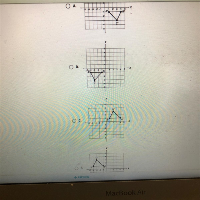 What graph represents a reflection of abc over the line x=0-example-1