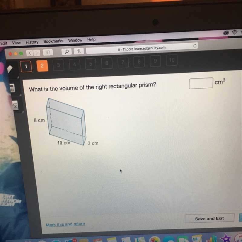 What is the volume of the right rectangle prism? ___Cm-example-1