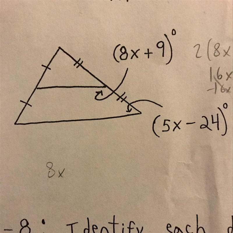 3. solve for x. (8x +9) = 5x-24 How to get x-example-1