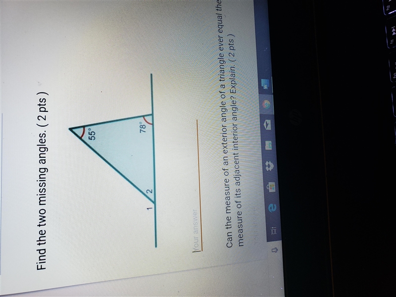 Find the TWO missing angles.-example-1