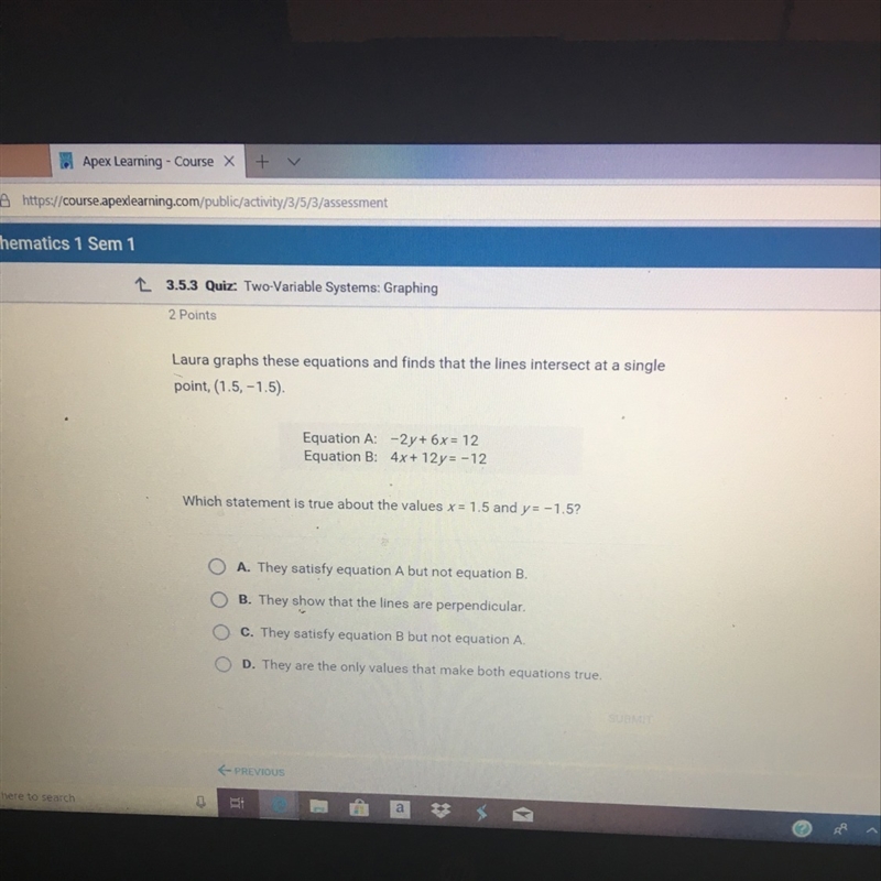 Which statement is true about the values of X equals 1.5 and Y equals -1.5?-example-1