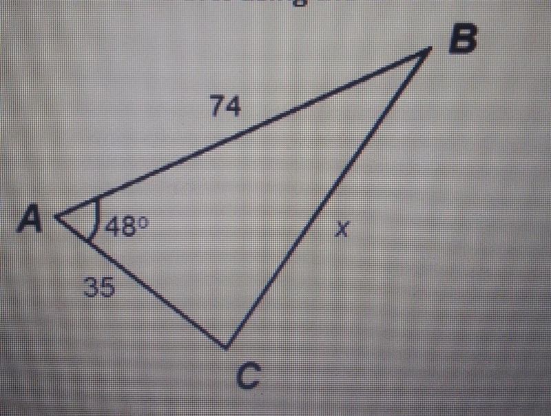 Find the value of x using the laws of cosines. ​-example-1