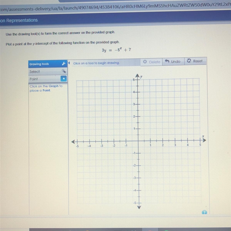 Use the drawing tool(s) to form the correct answer on the provided graph. Plot a point-example-1