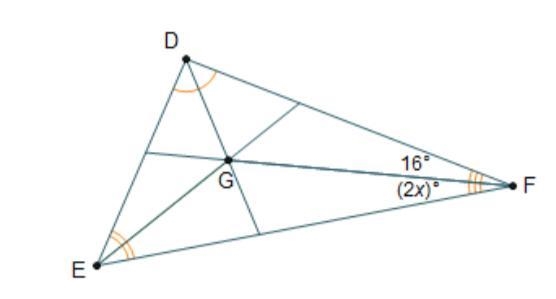 Point G is the incenter of the triangle. What is the value of x? 4 8 24 32-example-1