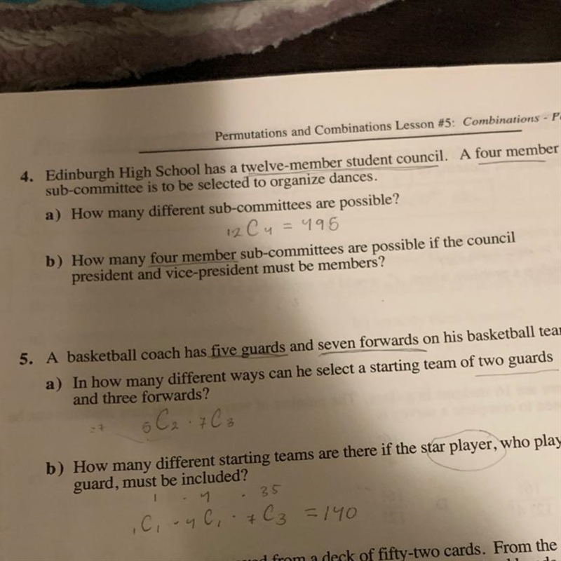 Is anyone good with permutations? I can’t quite get the answer right for 4 b) 4. Edinburgh-example-1