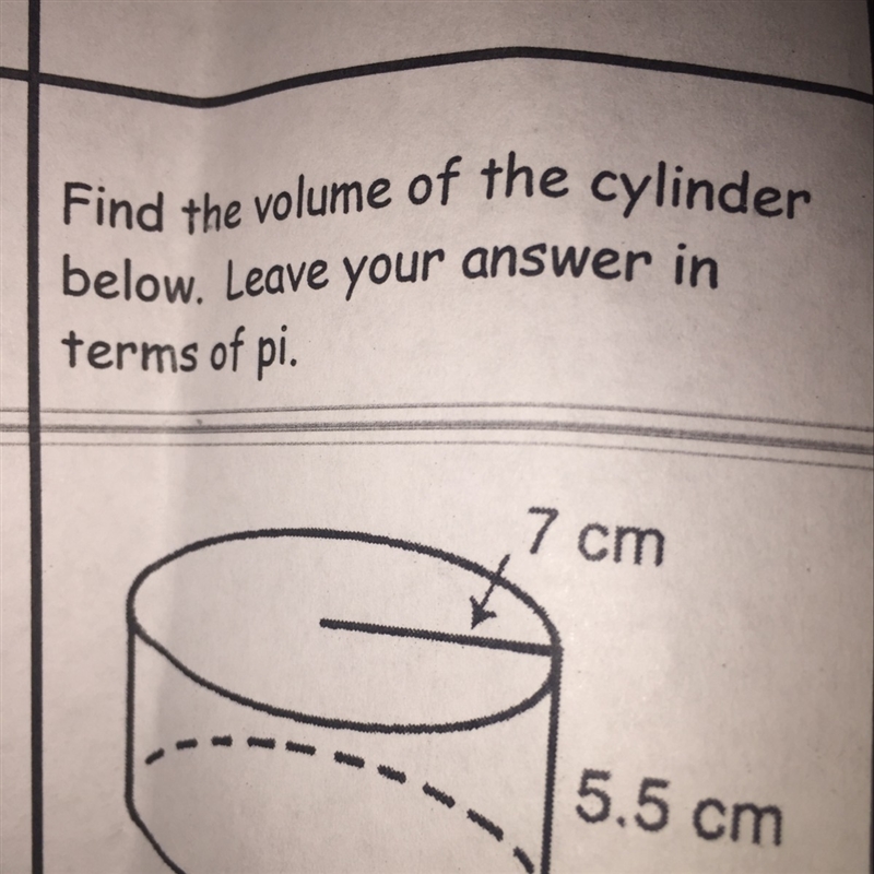 I need help please..... it says find the volume of the cyclinser-example-1