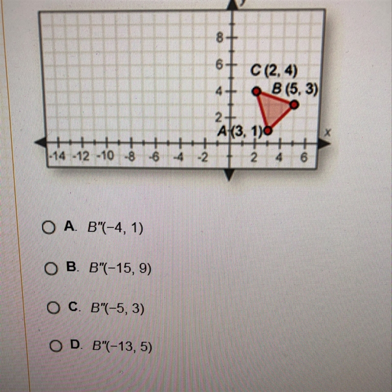 Abc is reflected across the y-axis and then dilated by a factor of 3 using the point-example-1