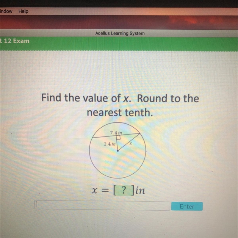 Find the value of x. Round to the nearest tenth. Please help me!!-example-1