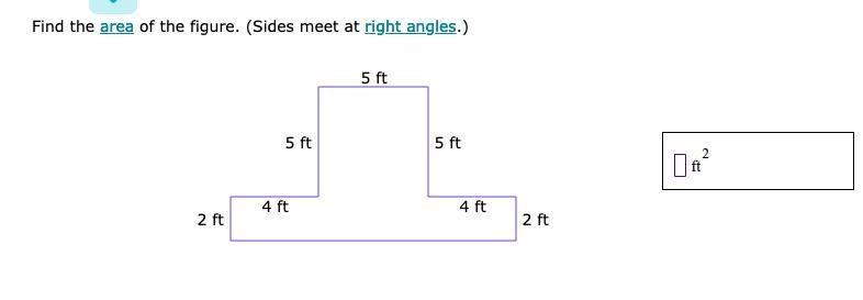 Find the area of the figure. (Sides meet at right angles.)-example-1