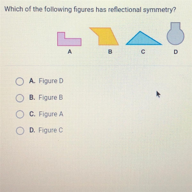 Which of the following has reflectional symmetry-example-1