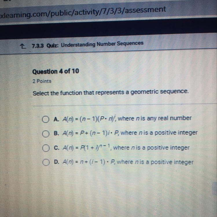 The function that represents a geometric sequence.-example-1