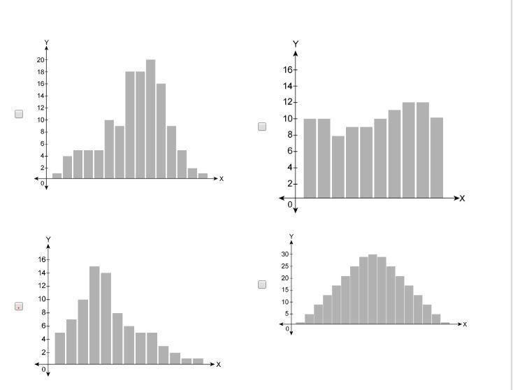 For which distributions is the median the best measure of center? Select each correct-example-1