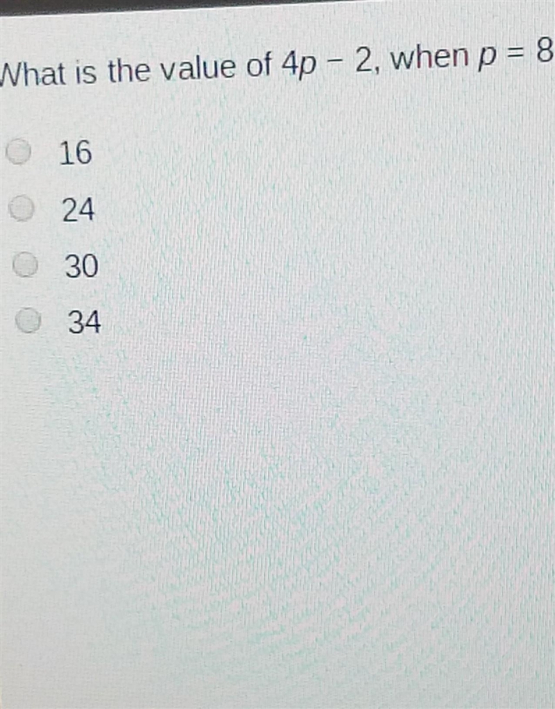 What is the value of 4P -2 when P= 8​-example-1