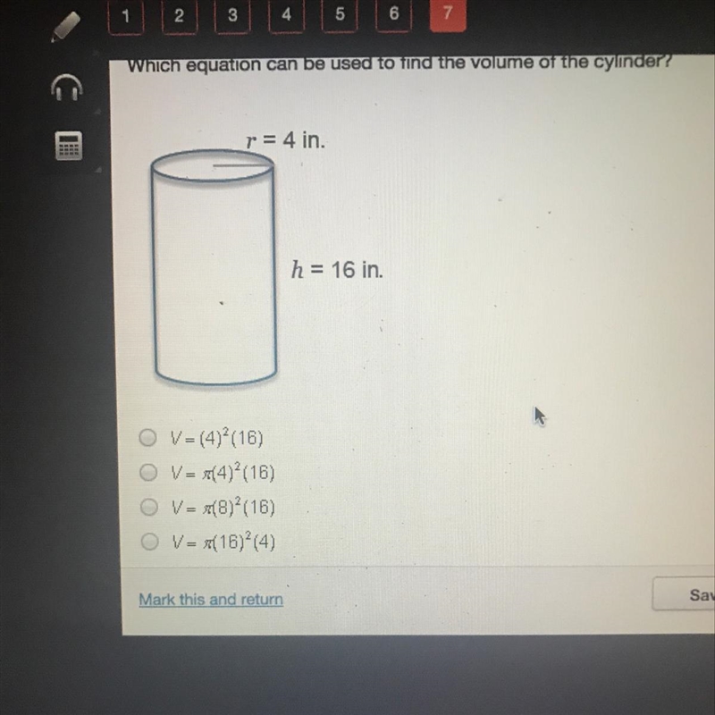 Which equation can be used to find the volumes of the cylinder?-example-1