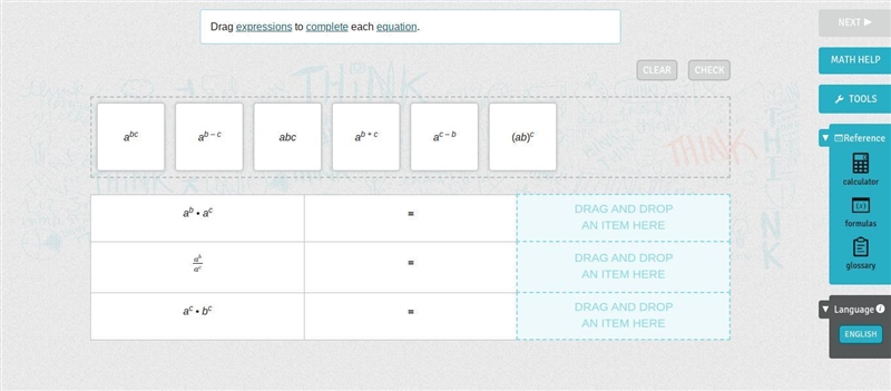 Drag expressions to complete each equation.-example-1