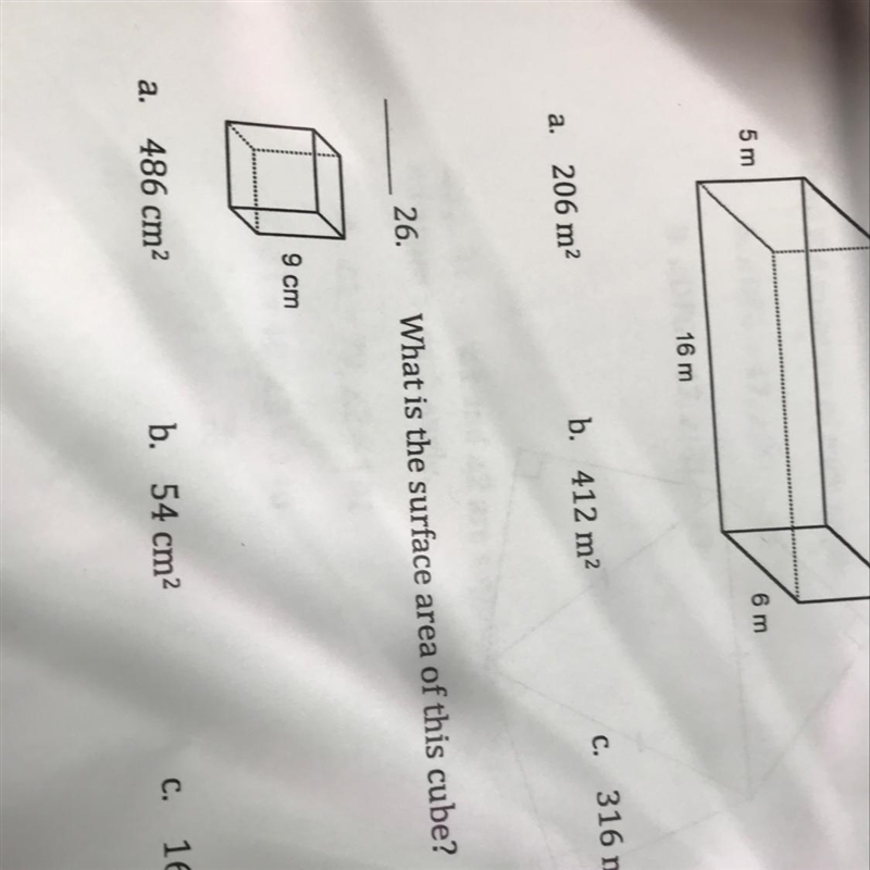 What os the sufarce area of this cubehrlp with question 26 due now-example-1