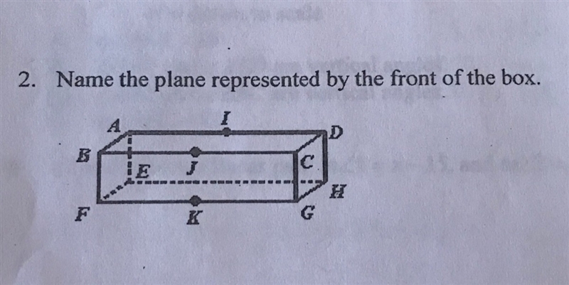 Name the plane represented by front of the box.-example-1