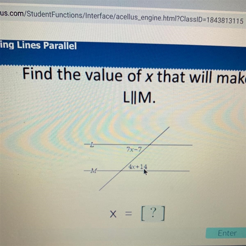 Find the value of x that will make L ll M-example-1