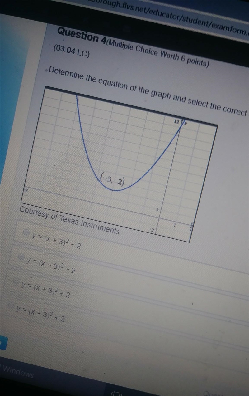 Determine the equatiln of the graph and select the correct answer below. ​-example-1