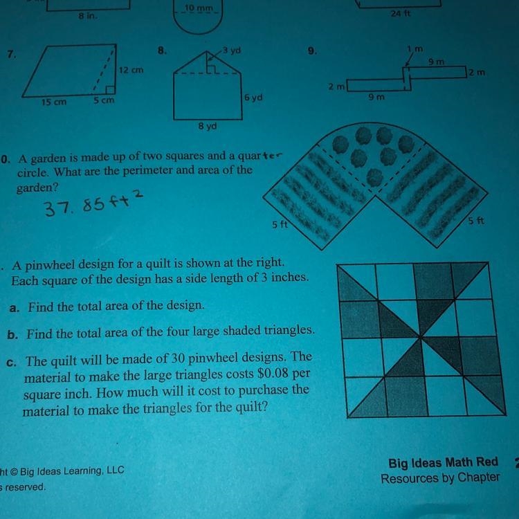 A pinwheel design for a quilt is shown at the right. Each square of the design has-example-1