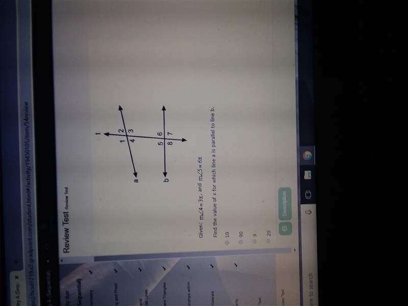 Find the value of x for which line a is parallel to line b-example-1