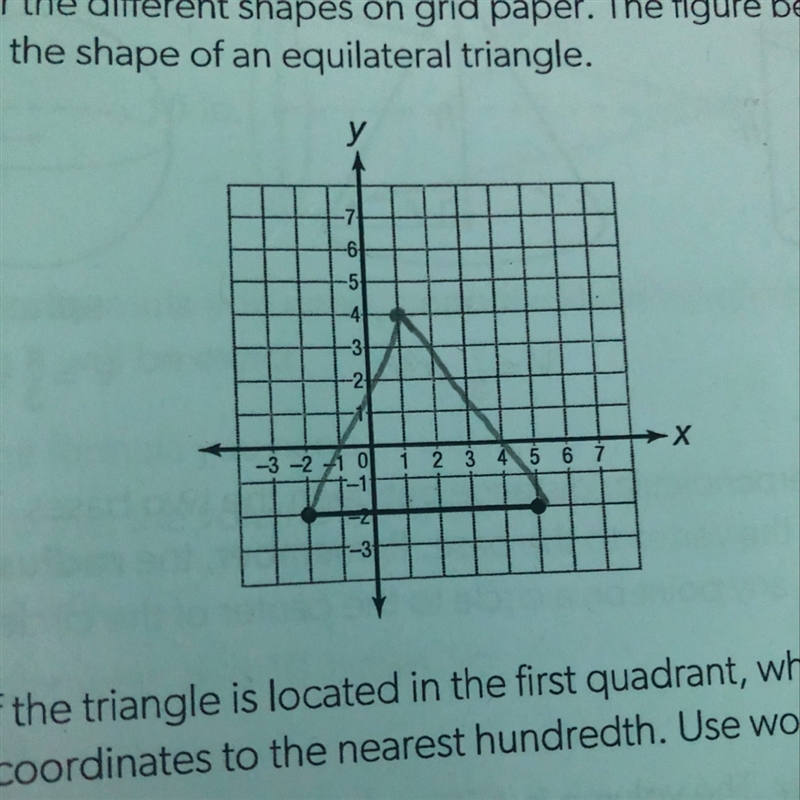 If third vertex of the triangle is located in the first quadrant, what are the coordinates-example-1