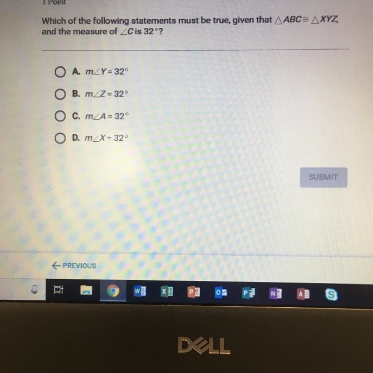 Which of the following statements must be true, given that AABC= AXYZ and the measure-example-1