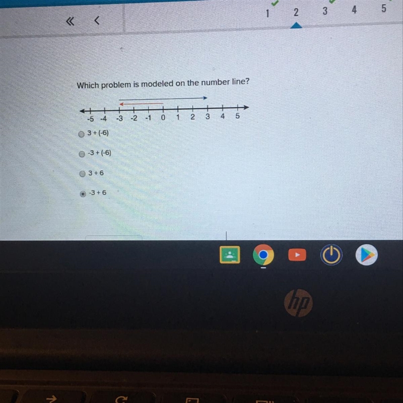 A. 3 + (-6) B. -3 + (-6) C. 3 + 6 D. -3 + 6-example-1