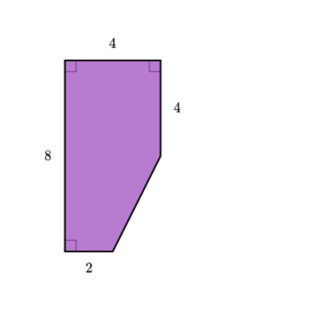 Find the area of the shape shown below.-example-1