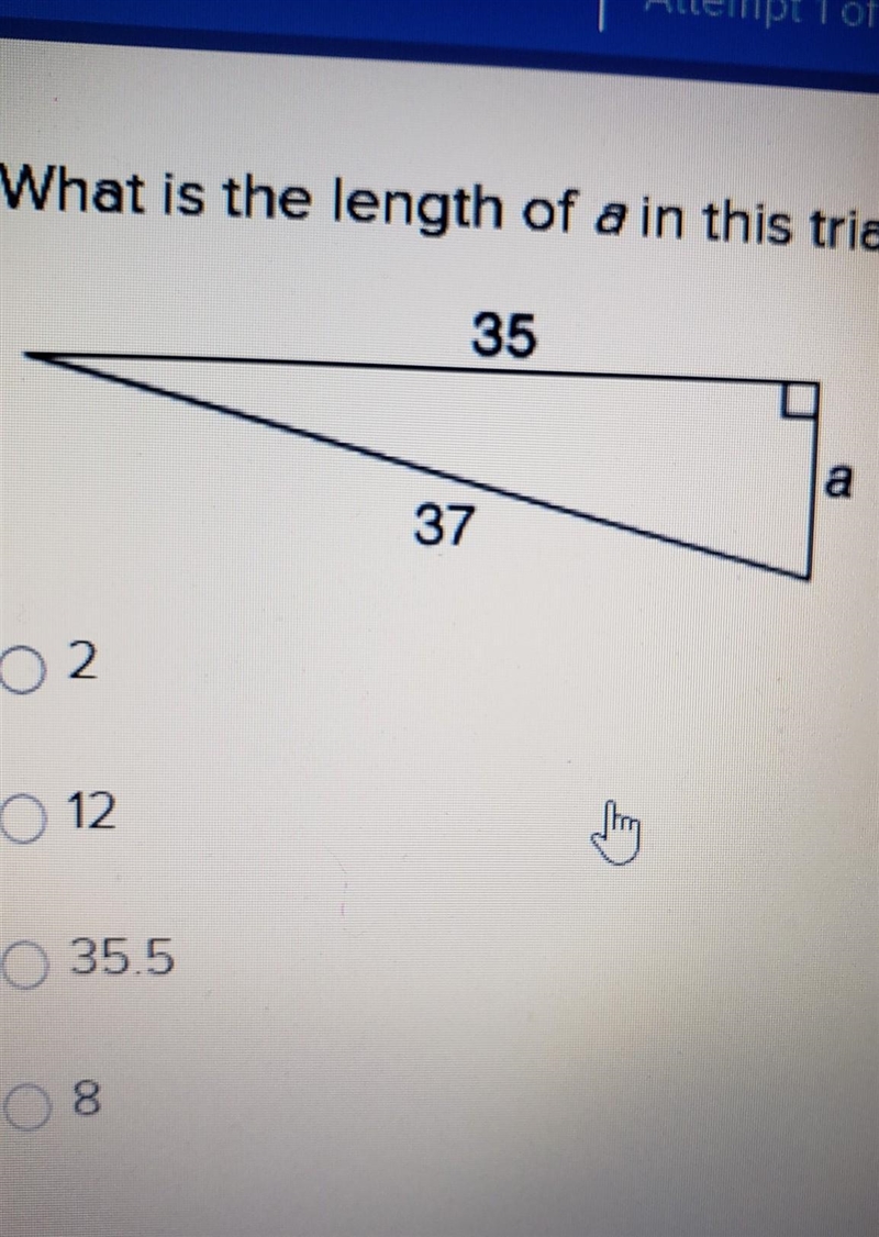 What is the length of a in this triangle?​-example-1