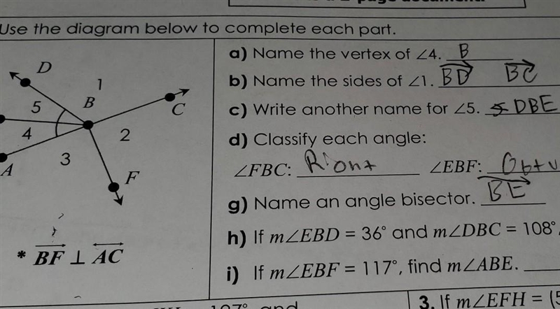 What is Question I (if m<EBF = 117°, fine m<ABE)​-example-1