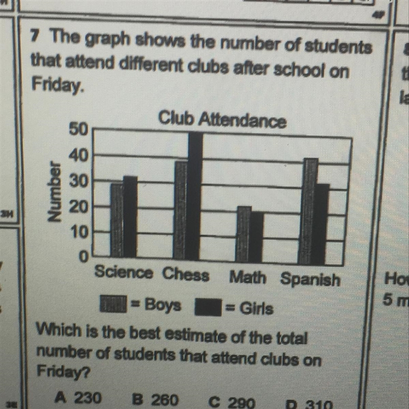 What is the best estimated of the total number of students that attended clubs on-example-1