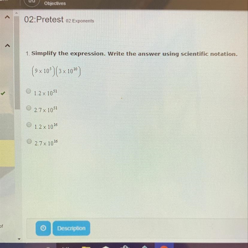 Simplify the expression. Write the answer using scientific notation. (9 x 10^5) (3 x-example-1