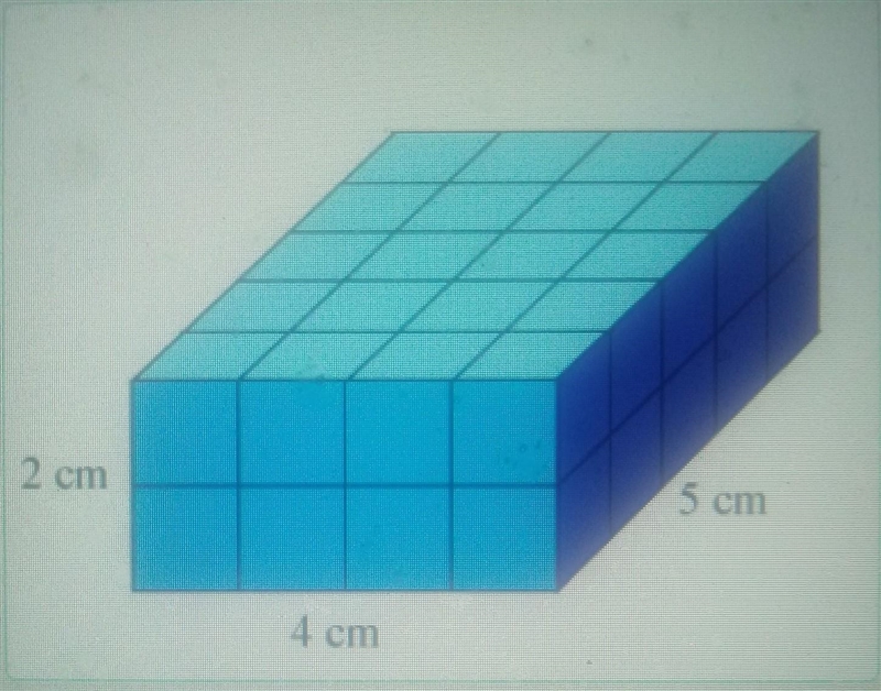 PHOTO ATTACHED Which expression is *NOT* equal to the volume of the prism? A) 5+4+2 cubic-example-1