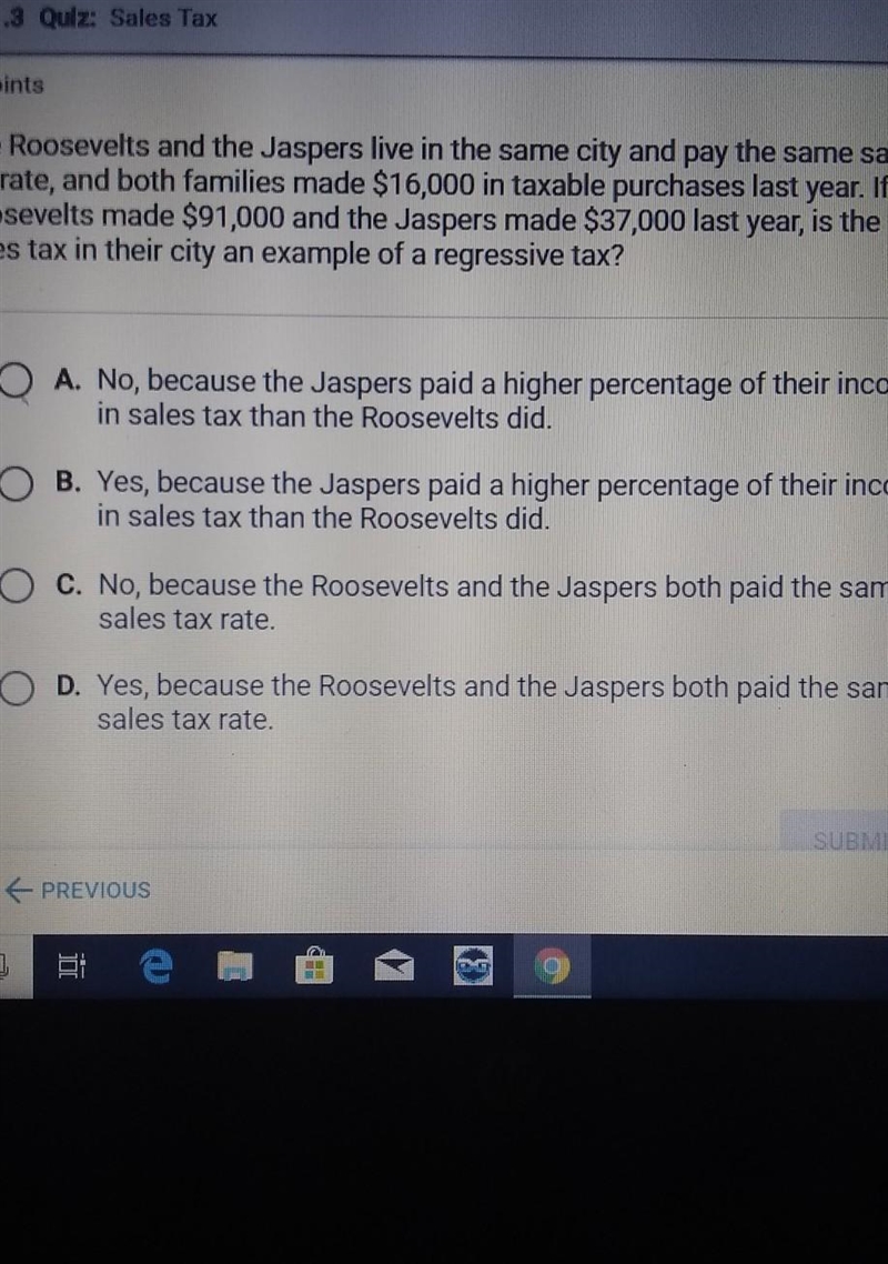 The Roosevelts and the Jaspers live in the same city and pay the same sales tax rate-example-1