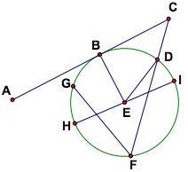 Identify an inscribed angle in the figure shown. A) ∠BCD B) ∠BED C) ∠GFD D) ∠DEI-example-1