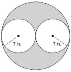 Determine the area of the shaded region. Use 3 for pi. 196 square inches 294 square-example-1