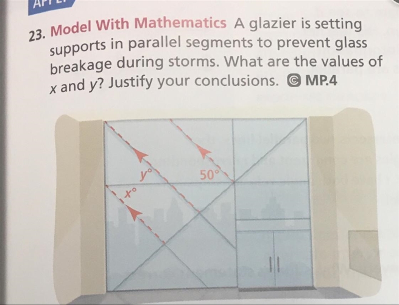 A glazier is setting supports in parallel segments to prevent glass breakage during-example-1