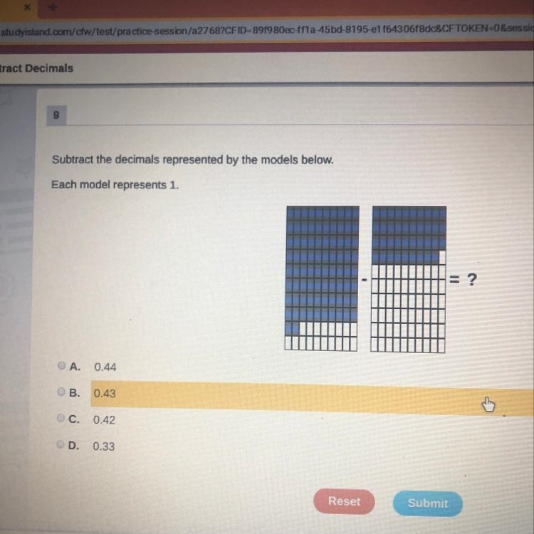 Subtract the decimals represented by the models above.-example-1