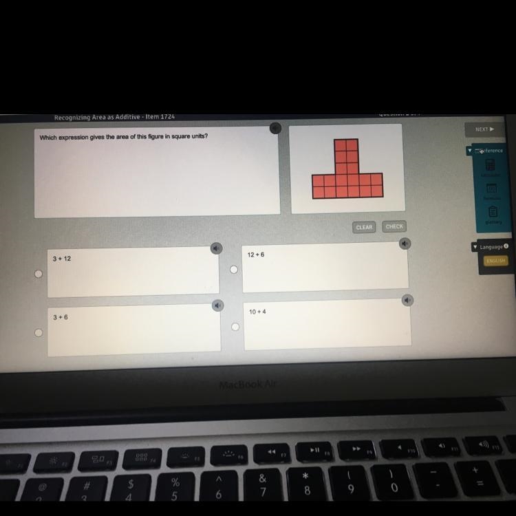 Which expression gives the area of this figure in square units?-example-1