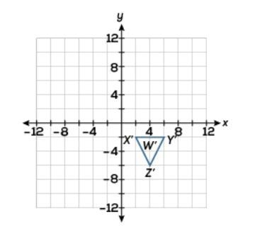 Meg dilated triangle W by a factor less than 1. Then she performed other transformations-example-1