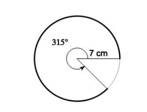 Find the length of the given arc. (the bolded portion of the arc) A) 343π/8 cm B)49π C-example-1