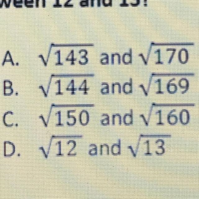 1. Which pair of numbers are both between 12 and 13?-example-1