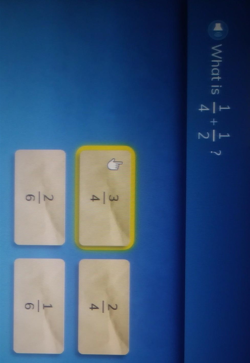 What is 1/4 + 1/2 please help me :,) ​-example-1