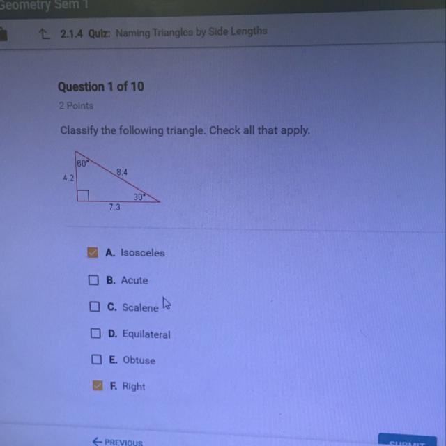 Classify the following triangle. Check all that apply.-example-1