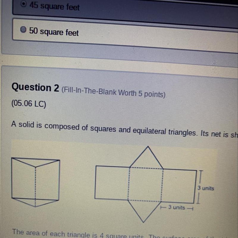 A solid is composed of squares and equilateral triangles. It’s net is shown below-example-1