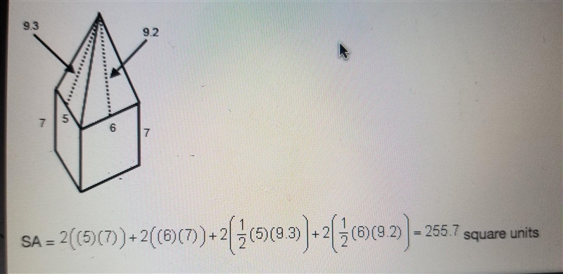 Kaylas work to find the surface area of a composite soild formed when a rectangular-example-1