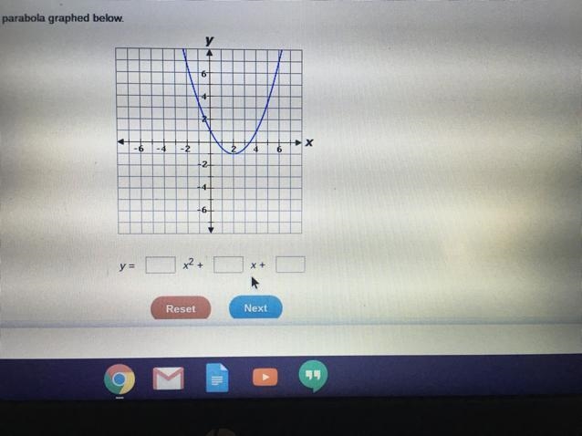 Determine the equation for the parabola graphed below?-example-1