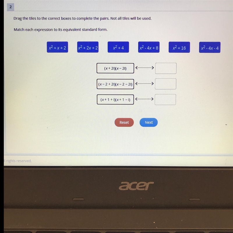 Match each expression to its equivalent standard form. A. x^2 + x + 2 B. x^2 + 2x-example-1